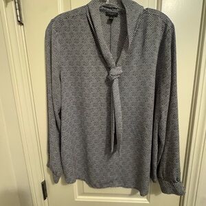 Ann Taylor Black and White Chevron Dress Blouse